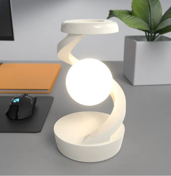 Rotierende Mond-Schreibtischlampe mit kabellosem Laden