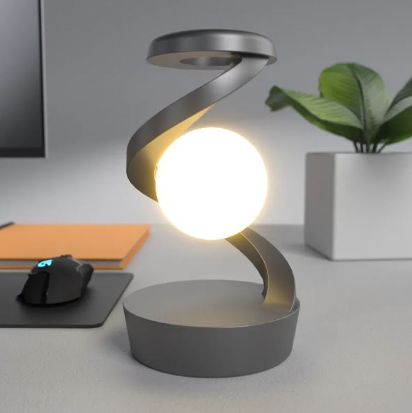 Rotierende Mond-Schreibtischlampe mit kabellosem Laden